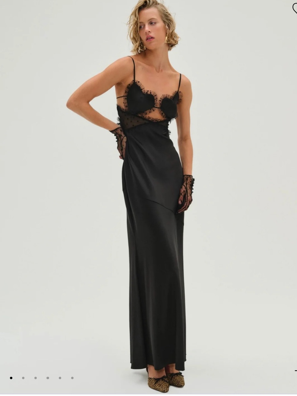 For Love And Lemons Val Black Sheer Lace Maxi Slip